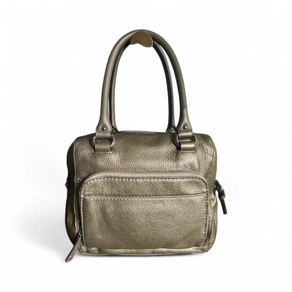 💖 NWT Tignanello Metallic Pebbled Leather Satchel ✨ Chic Designer Bag